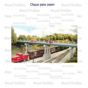 Viaduto sobre a Linha Ferrea com Gradil Imitação Ferro Forjado - Kit para Montar - Medidas: 52,5x8 cm - RIX-123