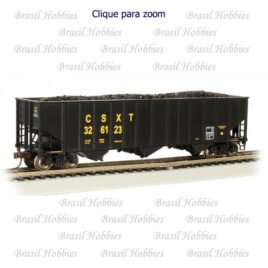 Vagão Bachmann Bethlehem Steel 100 Toneladas 3 Bay Hopper CSXT #326123 – BAC-18718 – Acompanha Imitação Carvão