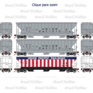 Conjunto de Vagões Athearn PS 4740 Hopper Union Pacific (3) – #74113 – ATH-22263