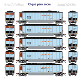 Conjunto de Vagões Athearn Coalporter com Carga BNSF (5) – ATH-2291